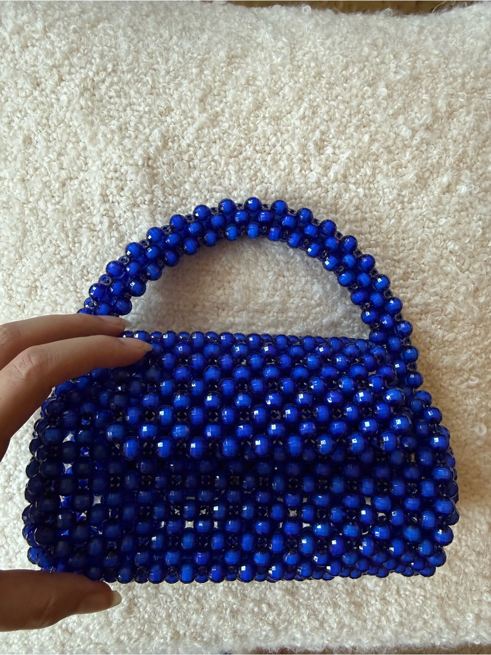 PERADE Mini Hand Crafted Beaded Handbag in Royal Blue – Women Bags